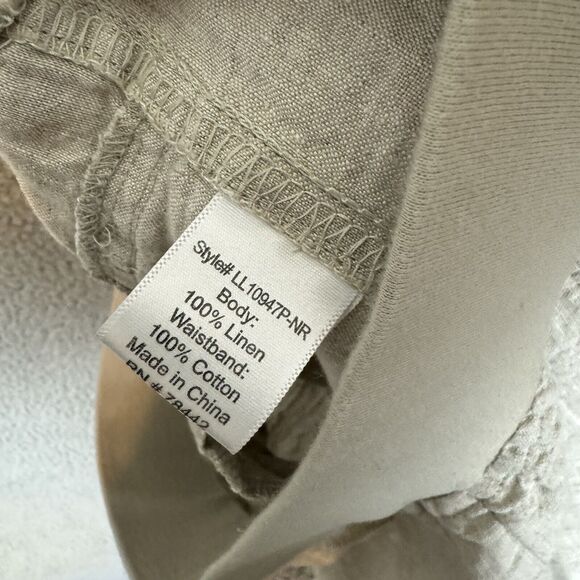 Allen Allen Pants Womens Petite Medium Beige Pull On‎ 100% Linen Straight Leg - Picture 9 of 9